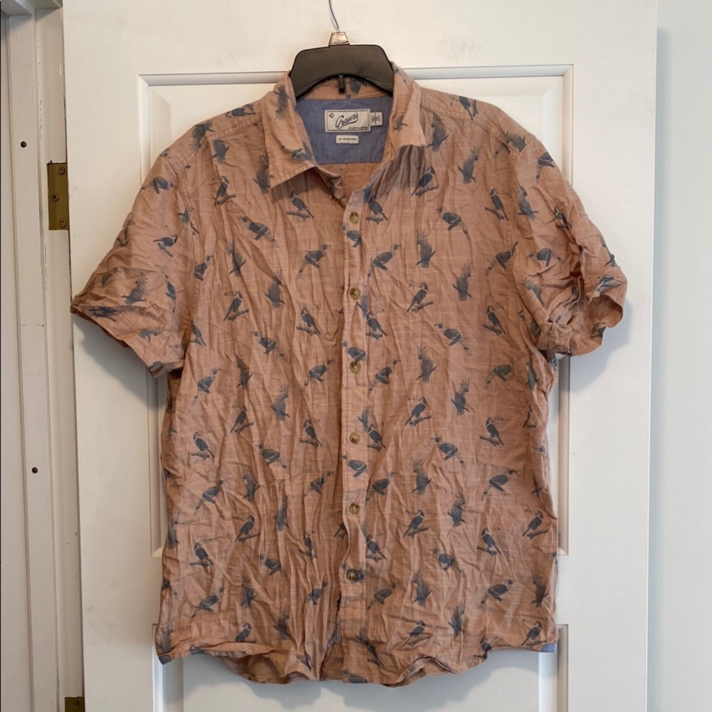 Button down shirt with bird print